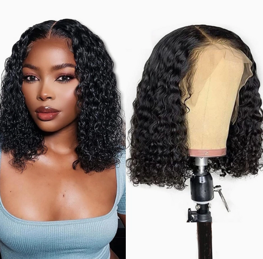 Deep Curly Water Wave Bob - Brazilian Lace Front Human Hair Wig