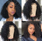100% Brazilian Hair Short Bob Curly -Transparent Lace Front Human Hair Wig