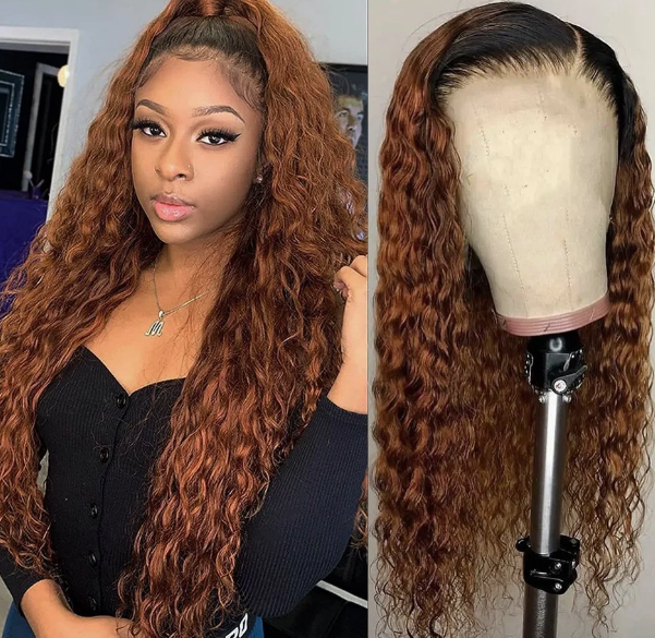 Water Wave Ombre Curly Transparent HD Lace Front Wig