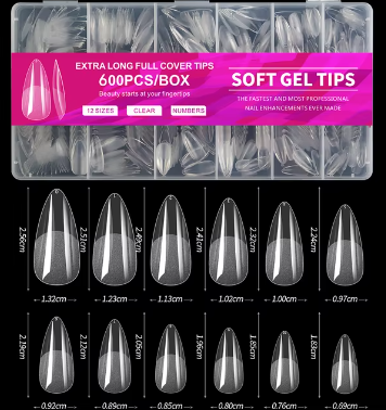 600 PCS Soft Gel Nail Tips - Long Almond