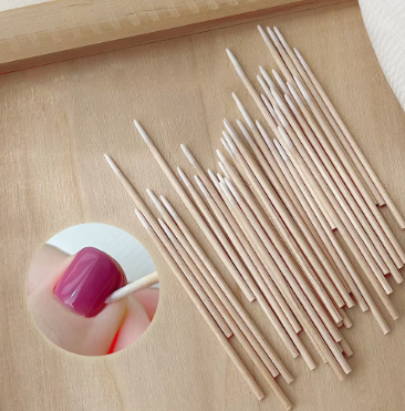 100 Pcs Cotton Tip Wooden Head Manicure Detail Corrector -  10cm
