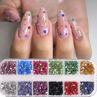 12 Grid Shimmering Crystal Nail Art Rhinestones